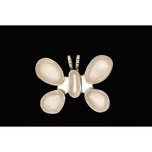 Rebecca Collins Vintage Scarf Clip Butterfly Frosted Clear Cabochon Signed BinAC